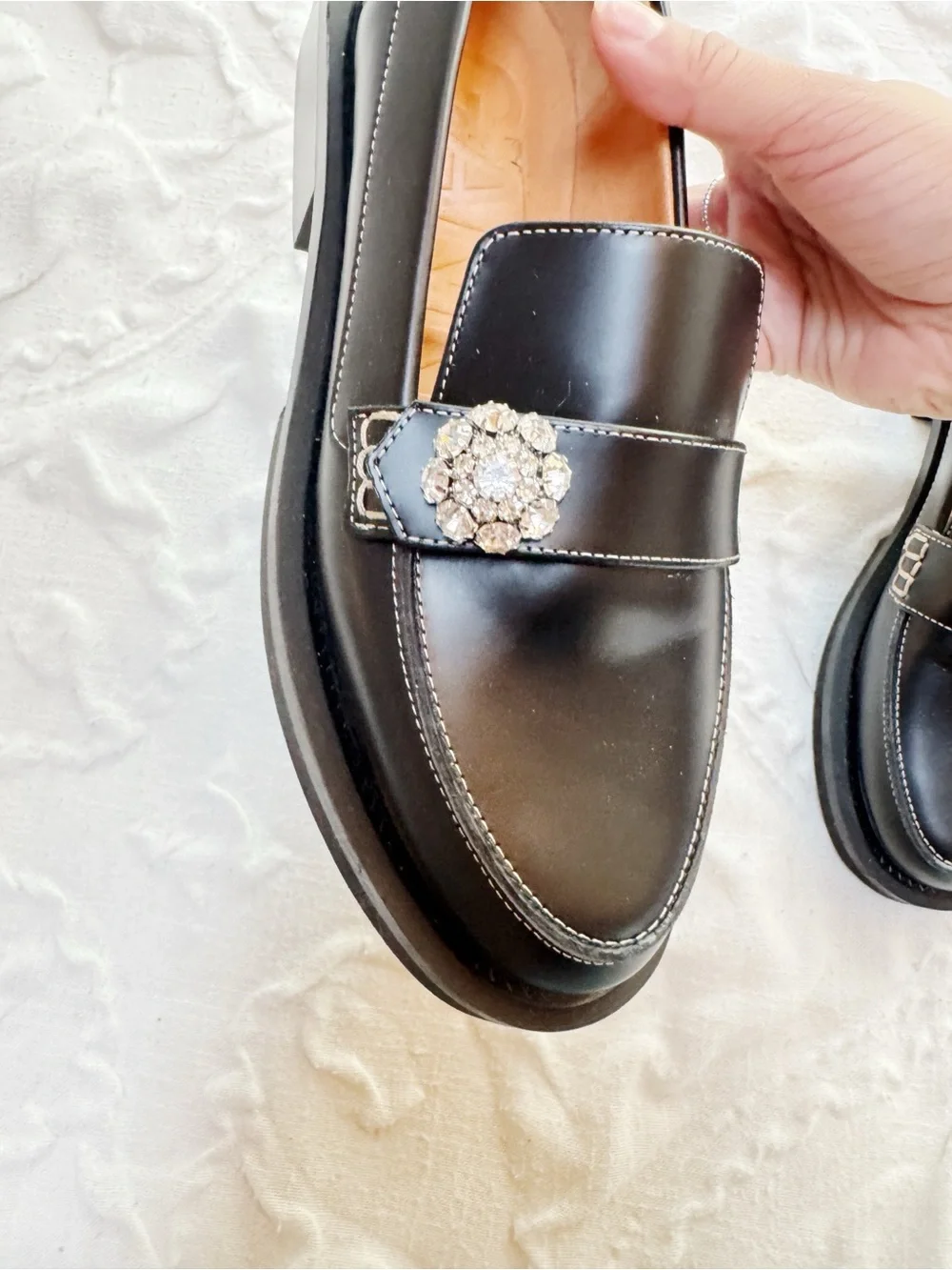 Ganni Jewel Button Loafer Size 5 New - Picture 10 of 12